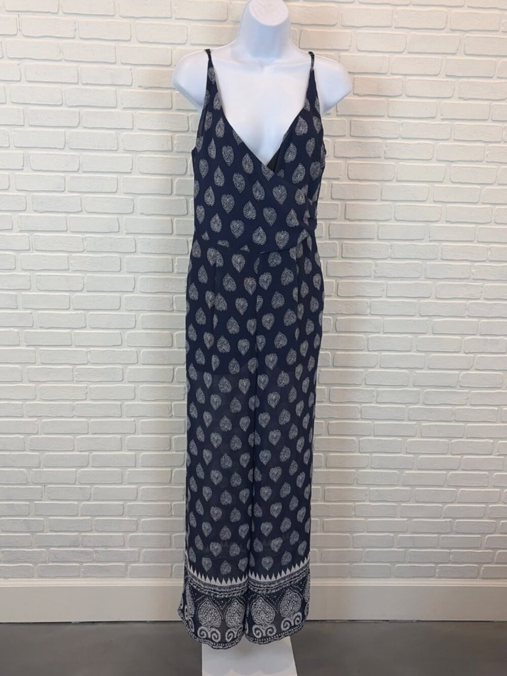 Like Mynded Paisley Print Wide-Leg Jumpsuit Navy Medium